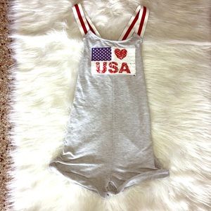 Adorable USA patriotic Romper! Sequins change’